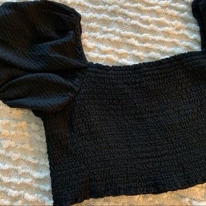 Wild Fable Black Puff Sleeve Crop Top